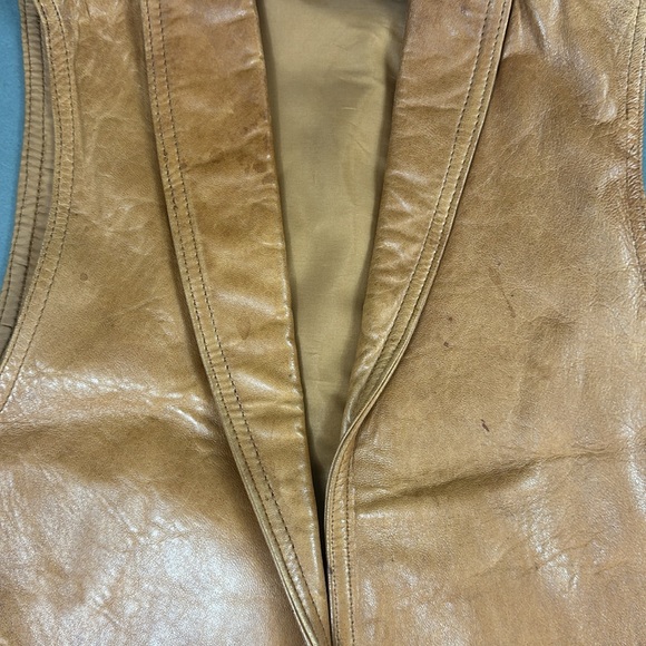 *Bill Atkinson* Vintage Tan Leather Western Vest Size S - Picture 13 of 16